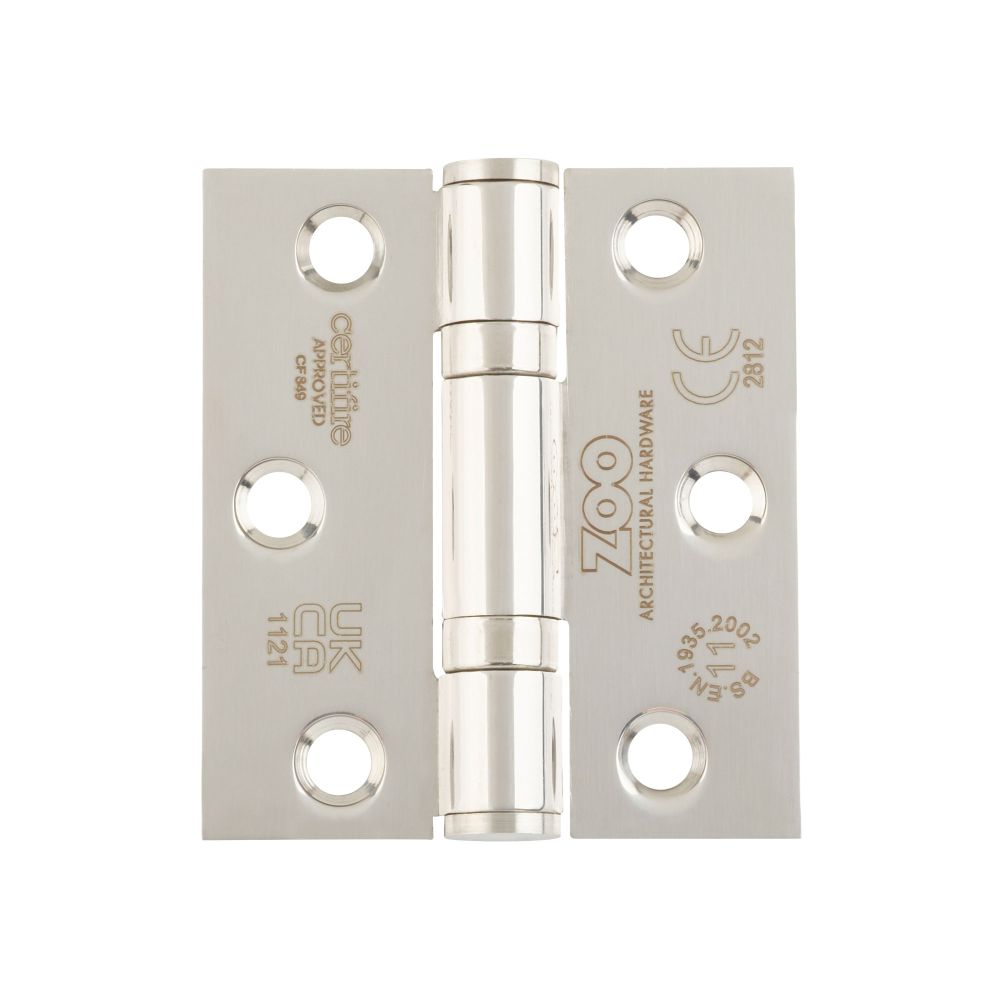 High quality image of the Zoo Hardware - Grade 11 Bearing Hinges - 76mm x 67mm x 2.5mm Square Corner - - Polished Stainless Steel | Sku. zhss7667s-pss | available to order from Trade Door Handles.