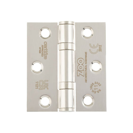 High quality image of the Zoo Hardware - Grade 11 Bearing Hinges - 76mm x 67mm x 2.5mm Square Corner - - Polished Stainless Steel | Sku. zhss7667s-pss | available to order from Trade Door Handles.