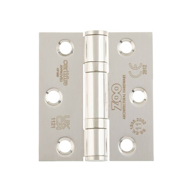 High quality image of the Zoo Hardware - Grade 11 Bearing Hinges - 76mm x 67mm x 2.5mm Square Corner - - Polished Stainless Steel | Sku. zhss7667s-pss | available to order from Trade Door Handles.