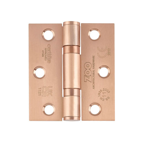 High quality image of the Zoo Hardware - Grade 11 Bearing Hinges - 76mm x 67mm x 2.5mm Square Corner - Tuscan Rose Gold | Sku. zhss7667s-trg | available to order from Trade Door Handles.