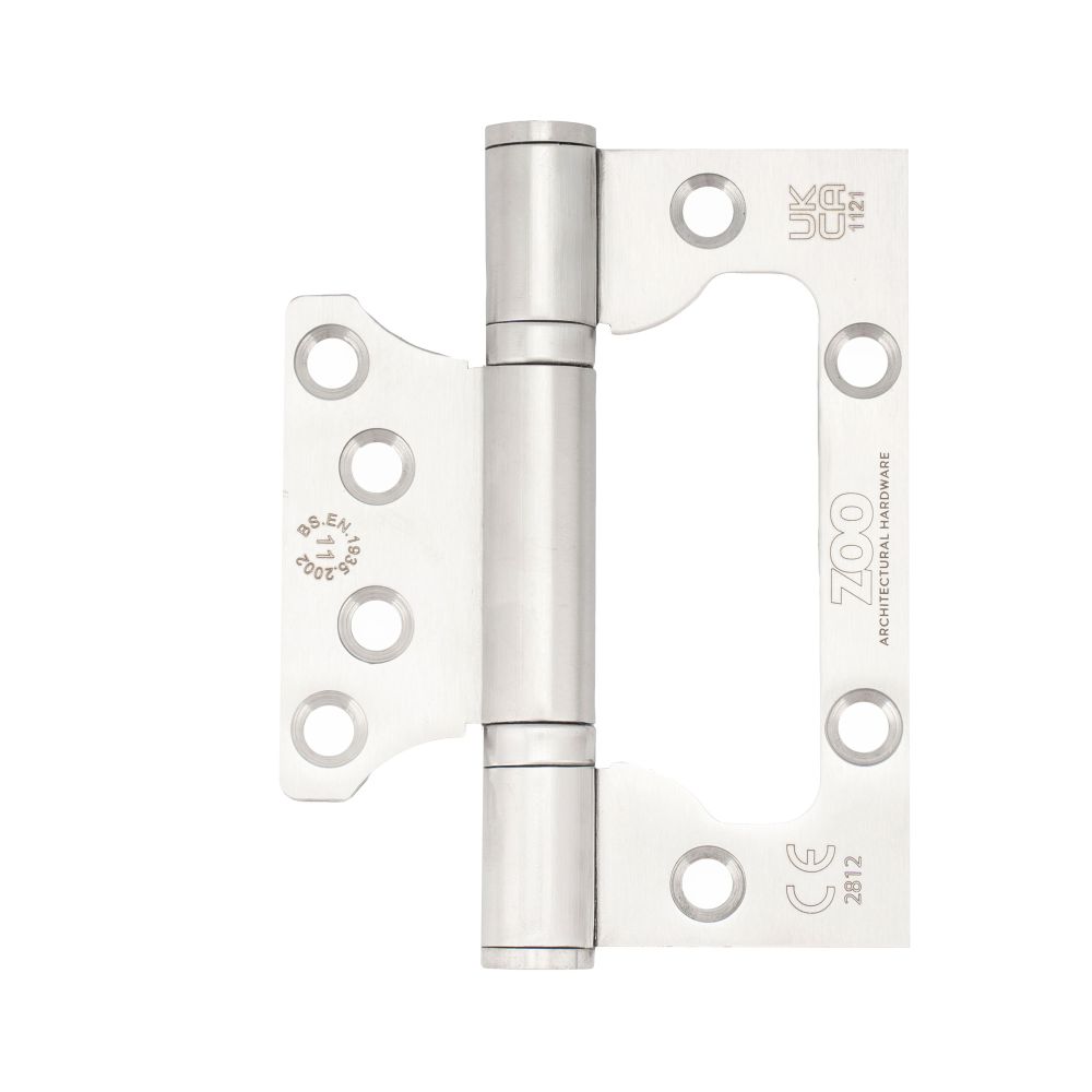 High quality image of the Zoo Hardware - Flush / Interleaf HingeÂ  Pair - CE/UKCA - Grade 11 - Satin Stainless Steel | Sku. zhssfh-243s | available to order from Trade Door Handles.