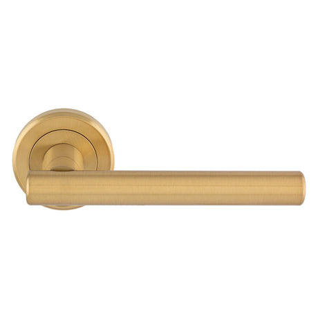 High quality image of Serozzetta - Philadelphia Lever On Rose - Satin Brass | Sku. zin3121sb | available to order from Trade Door Handles in Kendal.