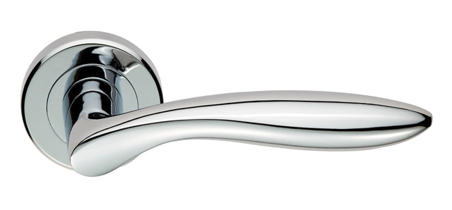 High quality image of Serozzetta - Shark Lever on Rose - Polished Chrome | Sku. zin3131pc | Trade Door Handles.
