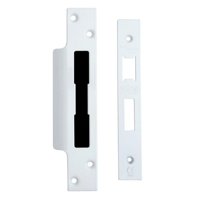 High quality image of the Zoo Hardware - Spare Sq.Acc Pk for UK Sashlock - Contains Forend, Strike & Screws - Powder Coated White | Sku. zlap10-pcw | available to order from Trade Door Handles.