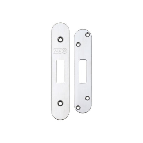High quality image of the Zoo Hardware - Spare Acc Pk for UK Dead Locks - contains Radius Forend, Strike and Fixing Screws - Stain Stainless Steel | Sku. zlap11rss | available to order from Trade Door Handles.