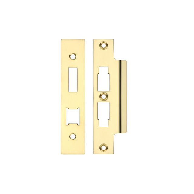 High quality image of the Zoo Hardware - Spare Acc Pk for UK Horizontal 3L Locks - *BLANK* - Contains Forend, Strike and Fixing Screws (Lock Version) - Polished Brass | Sku. zlap16bpb | available to order from Trade Door Handles.