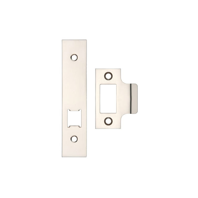 High quality image of the Zoo Hardware - Spare Acc Pk for UK Horizontal Latch - *BLANK* - Contains Forend, Strike and Fixing Screws (Latch Version) - Polished Nickel | Sku. zlap17bpn | available to order from Trade Door Handles.