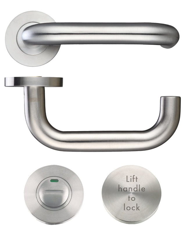 Zoo Hardware Door Furniture Stainless Steel Zoo Hardware - 19mm Lift to Lock Tubular Return to Door Lever set -Push On Rose - Grade 304