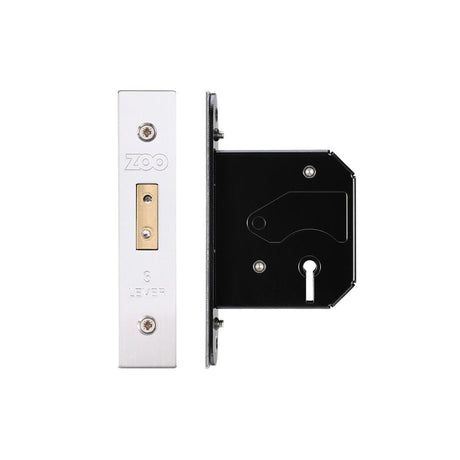 Zoo Hardware Locks & Latches Stainless Steel Zoo Hardware - 3 Lever Replacement Dead Lock - 64mm c/w Stainless Steel Forend and Strike