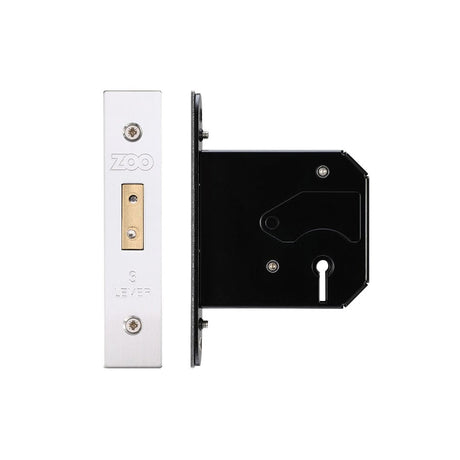 Zoo Hardware Locks & Latches Stainless Steel Zoo Hardware - 3 Lever Replacement Dead Lock - 76mm c/w Stainless Steel Forend and Strike