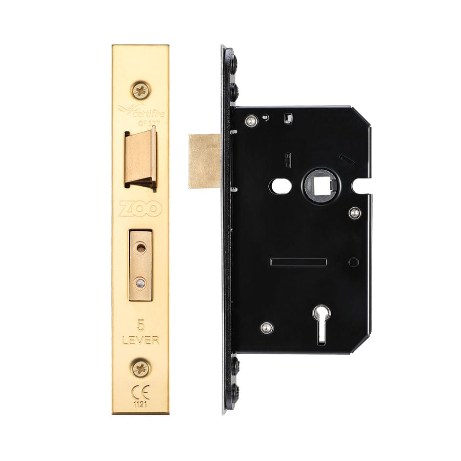 Zoo Hardware Locks & Latches PVD Brass Zoo Hardware - 5 Lever Sash Lock - 64mm C/W PVD Forend and Strike