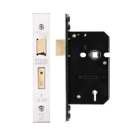 Zoo Hardware Locks & Latches Stainless Steel Zoo Hardware - 5 Lever Sash Lock - 64mm C/W Stainless Steel Forend and Strike