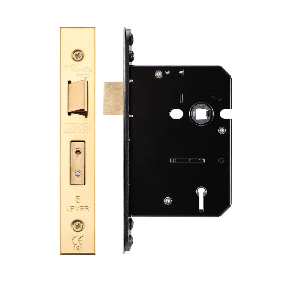 Zoo Hardware Locks & Latches PVD Brass Zoo Hardware - 5 Lever Sash Lock - 76mm C/W PVD Forend and Strike
