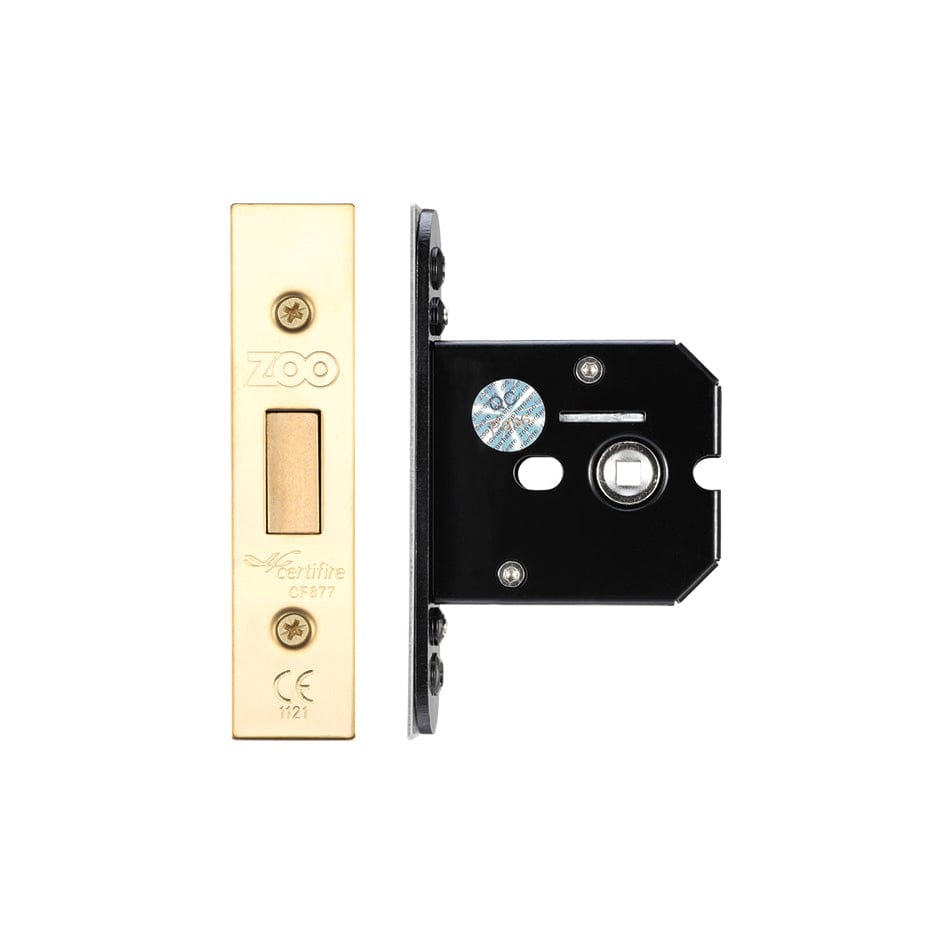 Zoo Hardware Locks & Latches PVD Brass Zoo Hardware - Flat Dead lock - 64mm C/W PVD Forend and Strike