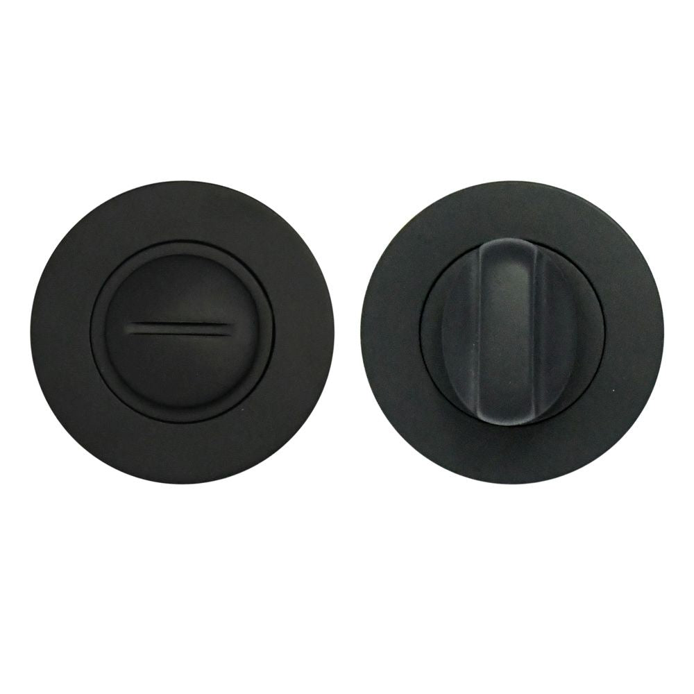 High quality image of the STANZA - Turn & Release on Round Rose Black | Sku. zpa004-mb | available to order from Trade Door Handles.