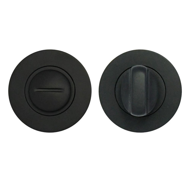 High quality image of the STANZA - Turn & Release on Round Rose Black | Sku. zpa004-mb | available to order from Trade Door Handles.