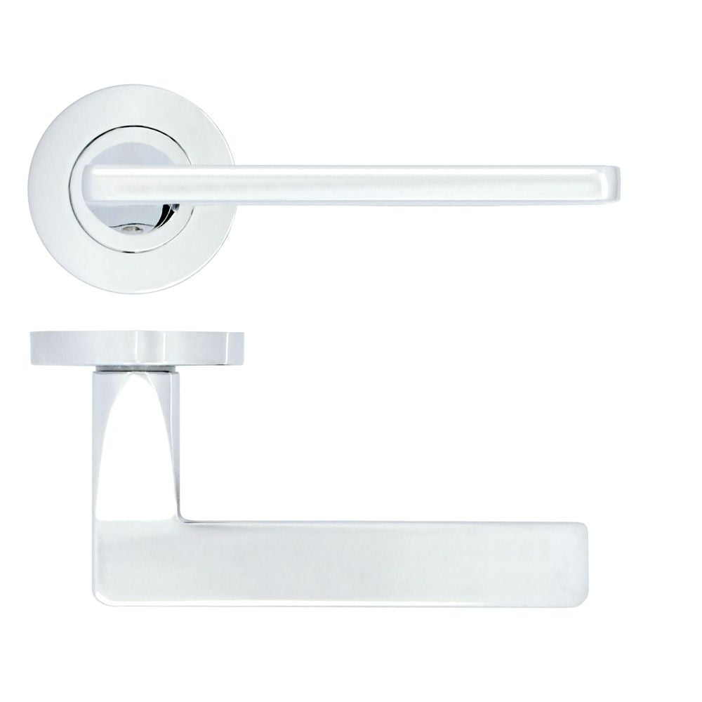 High quality image of the STANZA - Leon Lever on Rose Polished Chrome | Sku. zpa010-cp | available to order from Trade Door Handles.