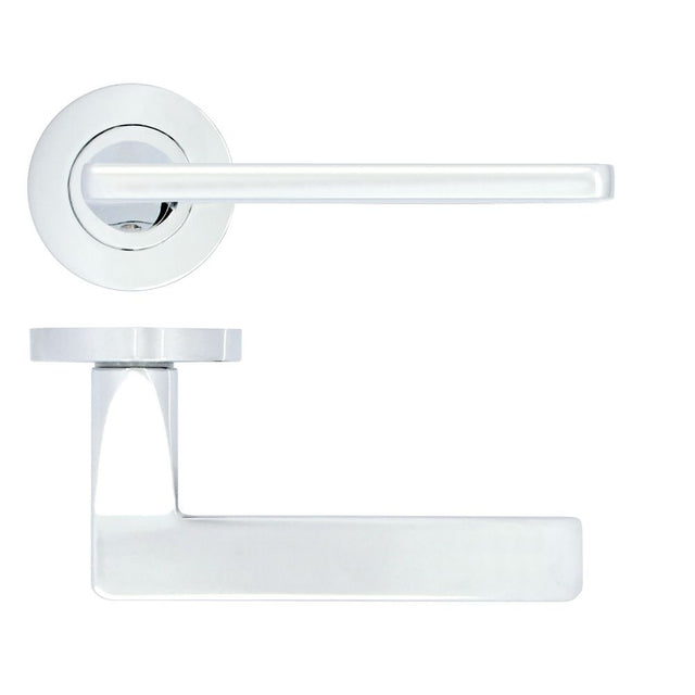 High quality image of the STANZA - Leon Lever on Rose Polished Chrome | Sku. zpa010-cp | available to order from Trade Door Handles.