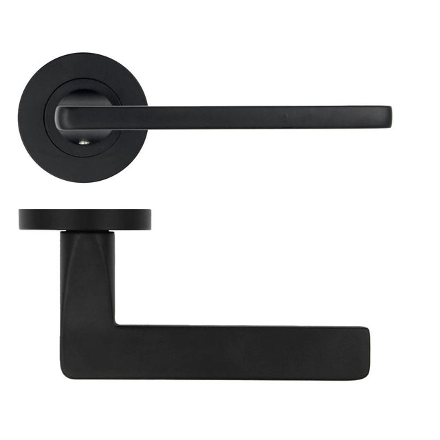 High quality image of the STANZA - Leon Lever on Rose Black | Sku. zpa010-mb | available to order from Trade Door Handles.