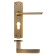High quality image of the STANZA - Leon Lever on Euro Backplate - Antique Brass | Sku. ZPA011EP-AB | available to order from Trade Door Handles.