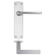 High quality image of the STANZA - Leon Lever on Latch Backplate - Satin Chrome | Sku. zpa012-sc | available to order from Trade Door Handles.