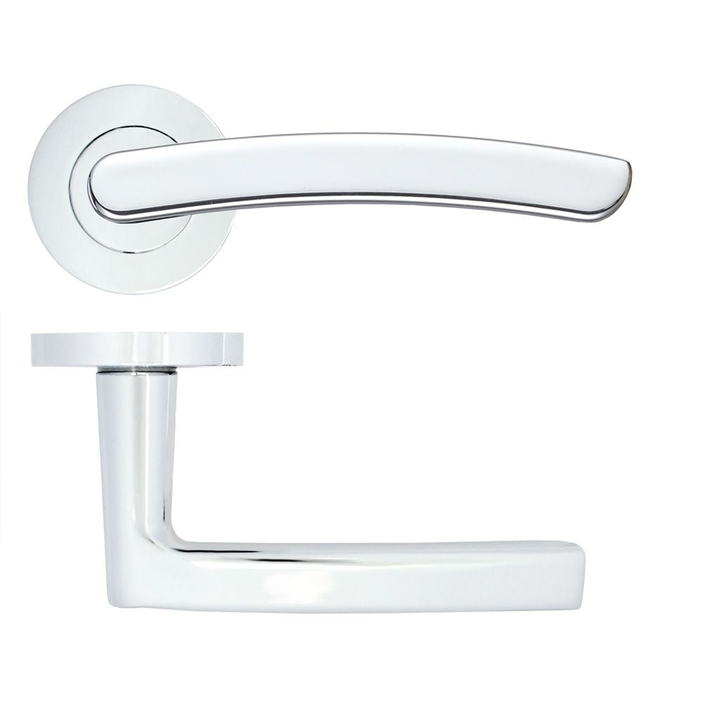 High quality image of the STANZA - Santiago Lever on Rose Polished Chrome | Sku. zpa020-cp | available to order from Trade Door Handles.