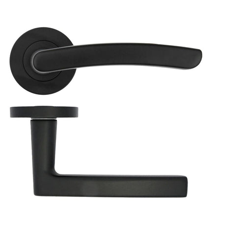 High quality image of the STANZA - Santiago Lever on Rose Black | Sku. zpa020-mb | available to order from Trade Door Handles.