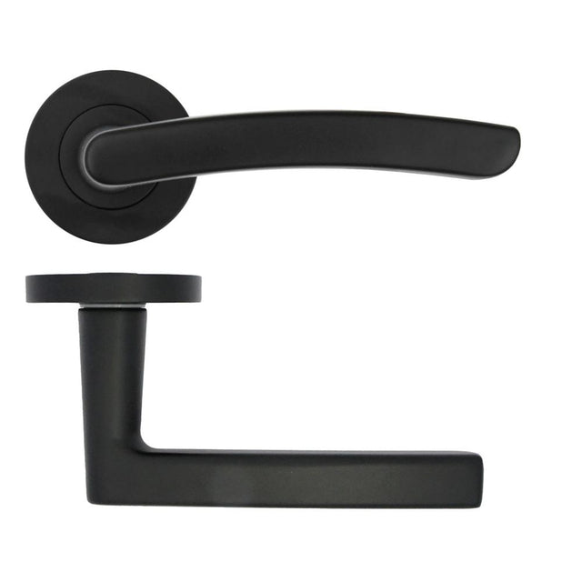 High quality image of the STANZA - Santiago Lever on Rose Black | Sku. zpa020-mb | available to order from Trade Door Handles.