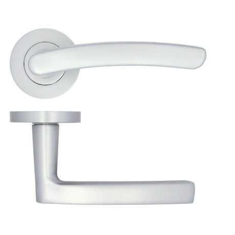 High quality image of the STANZA - Santiago Lever on Rose - Satin Chrome | Sku. zpa020-sc | available to order from Trade Door Handles.