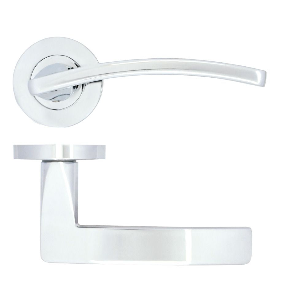 High quality image of the STANZA - Toledo Lever on Rose Polished Chrome | Sku. zpa030-cp | available to order from Trade Door Handles.
