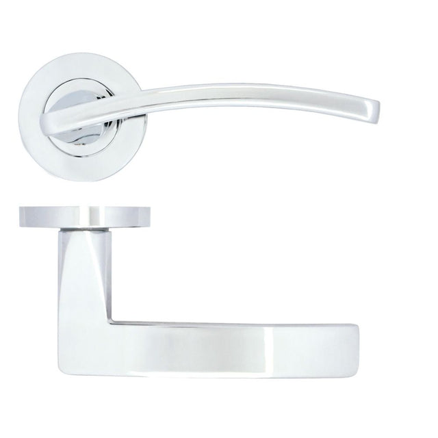 High quality image of the STANZA - Toledo Lever on Rose Polished Chrome | Sku. zpa030-cp | available to order from Trade Door Handles.
