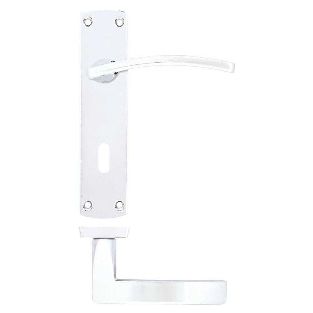 High quality image of the STANZA - Toledo Lever on Lock Backplate Polished Chrome | Sku. zpa031-cp | available to order from Trade Door Handles.