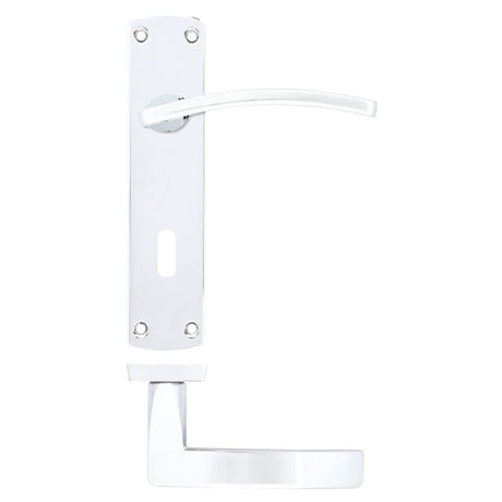 High quality image of the STANZA - Toledo Lever on Lock Backplate Polished Chrome | Sku. zpa031-cp | available to order from Trade Door Handles.
