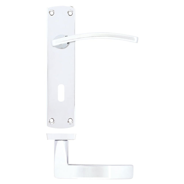 High quality image of the STANZA - Toledo Lever on Lock Backplate Polished Chrome | Sku. zpa031-cp | available to order from Trade Door Handles.
