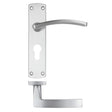 High quality image of the STANZA - Toledo Lever on Euro Backplate - Satin Chrome | Sku. zpa031ep-sc | available to order from Trade Door Handles.