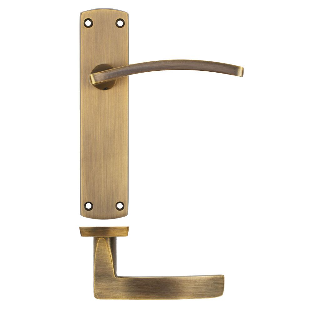 High quality image of the STANZA - Toledo Lever on Latch Backplate - Antique Brass | Sku. ZPA032-AB | available to order from Trade Door Handles.