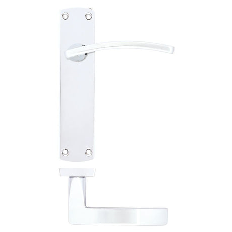 High quality image of the STANZA - Toledo Lever on Latch Backplate Polished Chrome | Sku. zpa032-cp | available to order from Trade Door Handles.