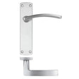 High quality image of the STANZA - Toledo Lever on Latch Backplate - Satin Chrome | Sku. zpa032-sc | available to order from Trade Door Handles.