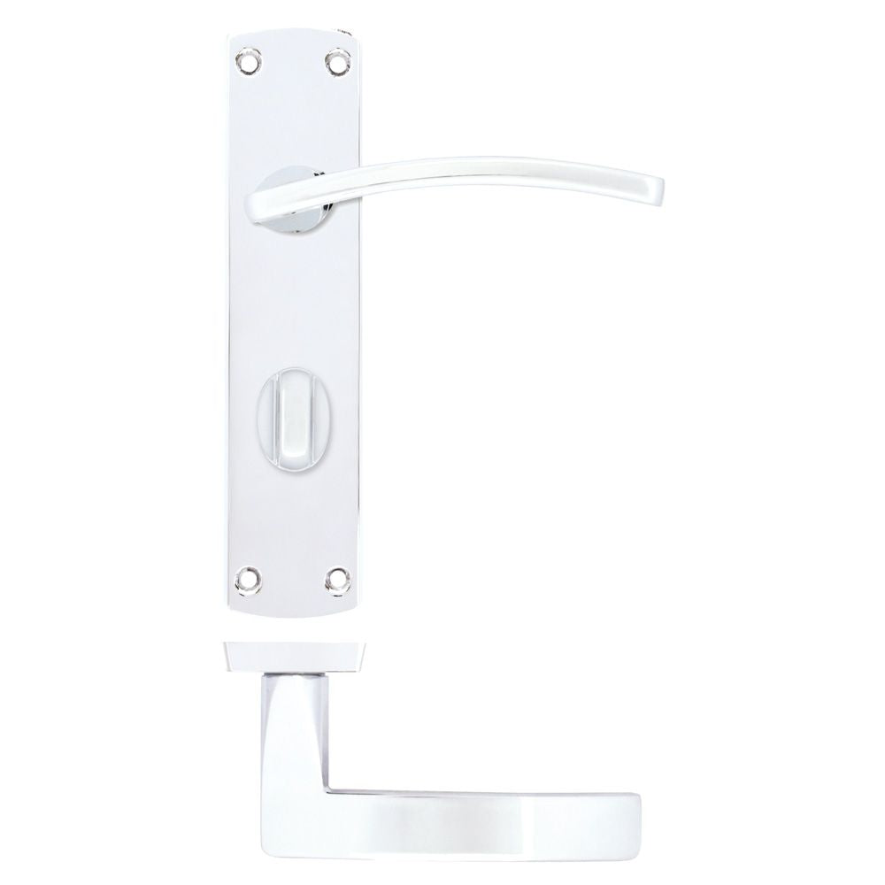 High quality image of the STANZA - Toledo Lever on Bathroom Backplate Polished Chrome | Sku. zpa033-cp | available to order from Trade Door Handles.