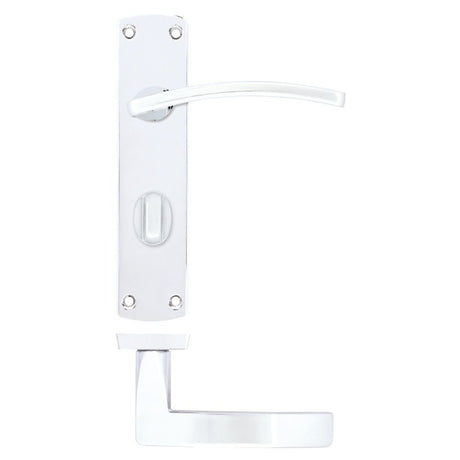 High quality image of the STANZA - Toledo Lever on Bathroom Backplate Polished Chrome | Sku. zpa033-cp | available to order from Trade Door Handles.