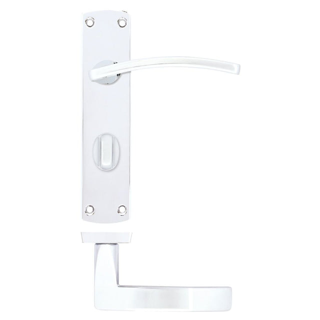 High quality image of the STANZA - Toledo Lever on Bathroom Backplate Polished Chrome | Sku. zpa033-cp | available to order from Trade Door Handles.