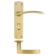 High quality image of the STANZA - Toledo Lever on Bathroom Backplate - Satin Brass | Sku. ZPA033-SB | available to order from Trade Door Handles.