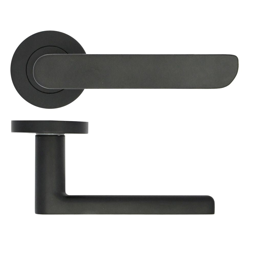 High quality image of the STANZA - Valencia Lever on Rose Black | Sku. zpa040-mb | available to order from Trade Door Handles.
