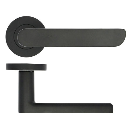 High quality image of the STANZA - Valencia Lever on Rose Black | Sku. zpa040-mb | available to order from Trade Door Handles.