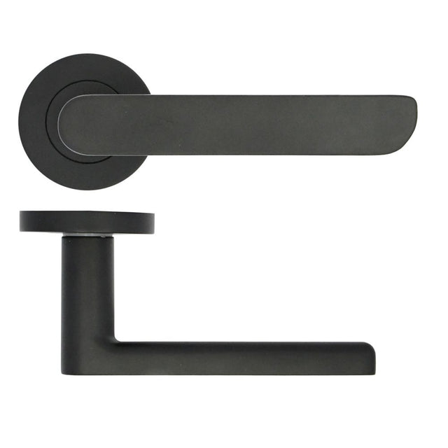 High quality image of the STANZA - Valencia Lever on Rose Black | Sku. zpa040-mb | available to order from Trade Door Handles.