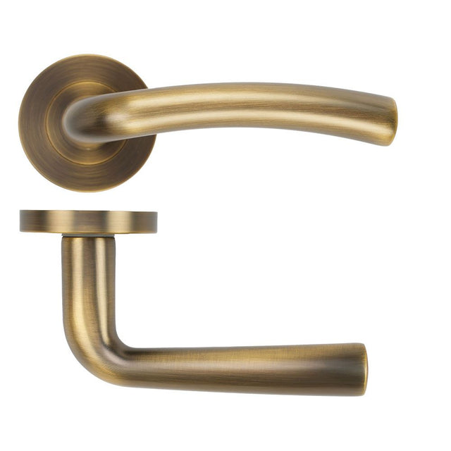 High quality image of the STANZA - Seville Lever on Rose - Antique Brass | Sku. ZPA050-AB | available to order from Trade Door Handles.