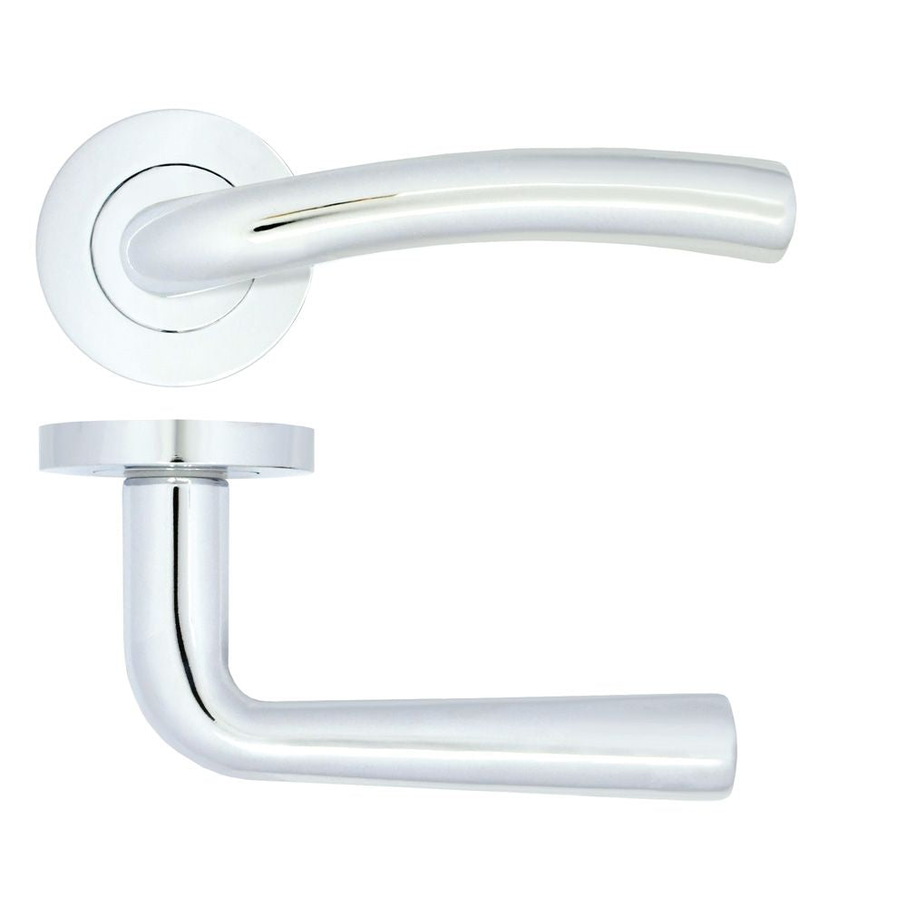 High quality image of the STANZA - Seville Lever on Rose Polished \Chrome - Polished Chrome | Sku. zpa050-cp | available to order from Trade Door Handles.