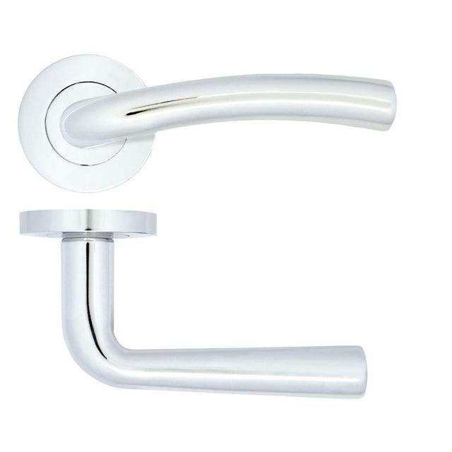 High quality image of the STANZA - Seville Lever on Rose Polished \Chrome - Polished Chrome | Sku. zpa050-cp | available to order from Trade Door Handles.