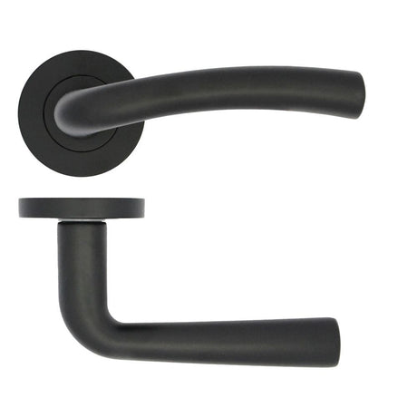 High quality image of the STANZA - Seville Lever on Rose Black | Sku. zpa050-mb | available to order from Trade Door Handles.