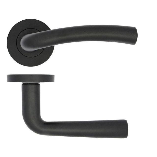 High quality image of the STANZA - Seville Lever on Rose Black | Sku. zpa050-mb | available to order from Trade Door Handles.